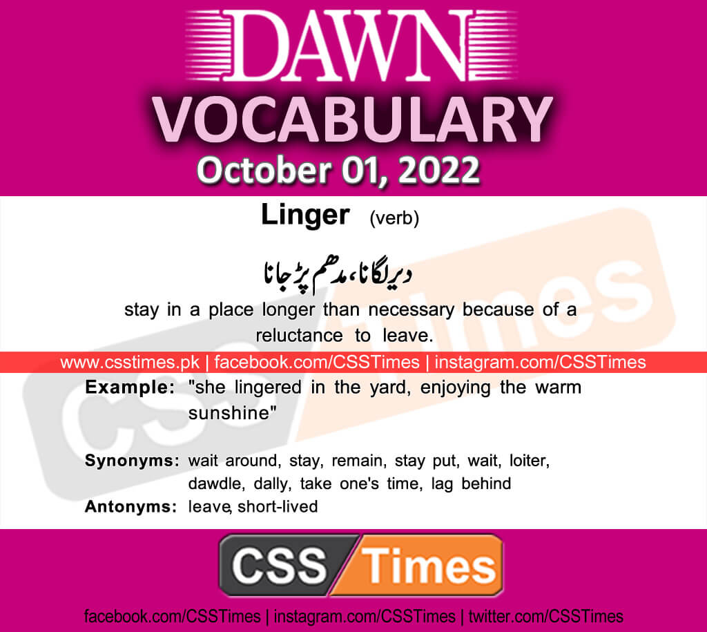 Daily DAWN News Vocabulary with Urdu Meaning (01 October 2022)