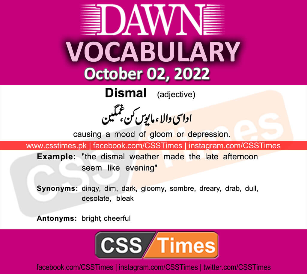 Daily DAWN News Vocabulary with Urdu Meaning (02 October 2022)