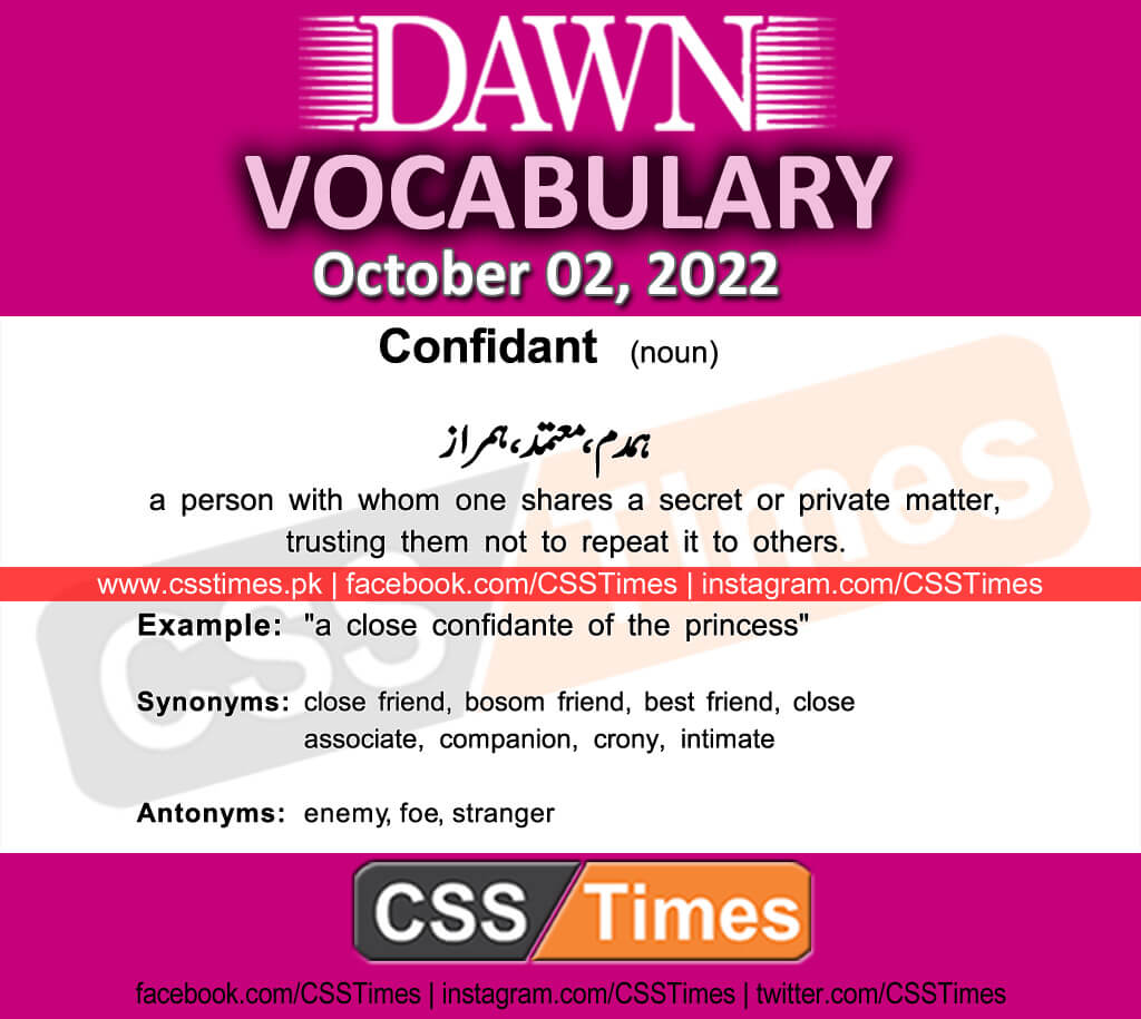 Daily DAWN News Vocabulary with Urdu Meaning (02 October 2022)