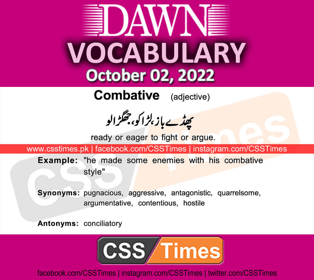 Daily DAWN News Vocabulary with Urdu Meaning (02 October 2022)