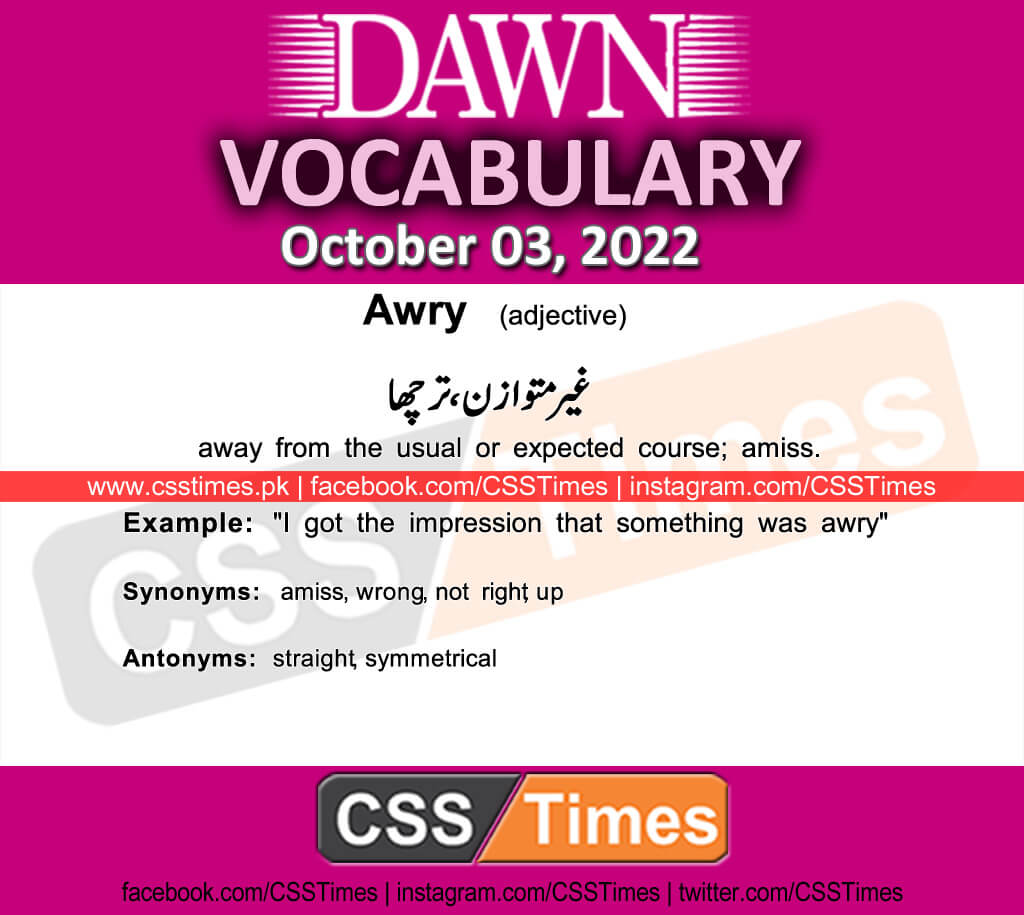 Daily DAWN News Vocabulary with Urdu Meaning (03 October 2022)