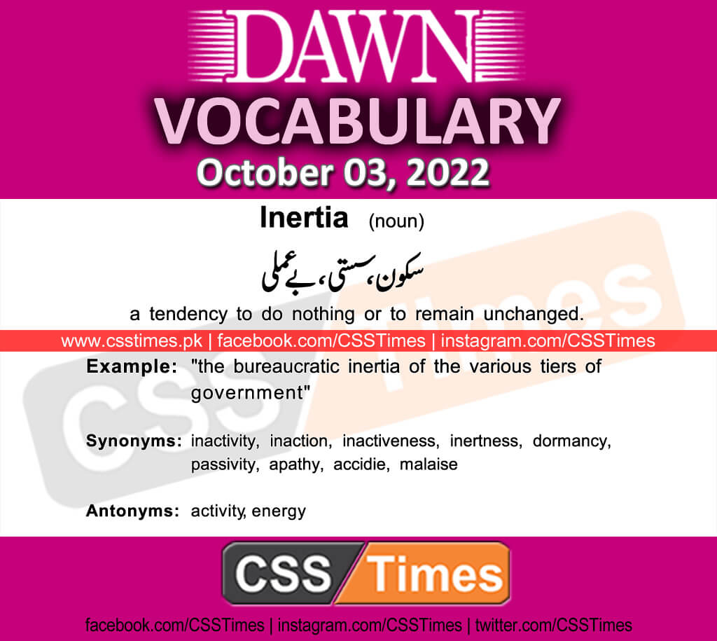 Daily DAWN News Vocabulary with Urdu Meaning (03 October 2022)