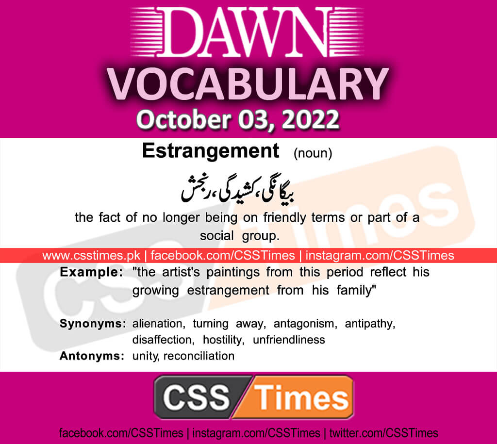 Daily DAWN News Vocabulary with Urdu Meaning (03 October 2022)