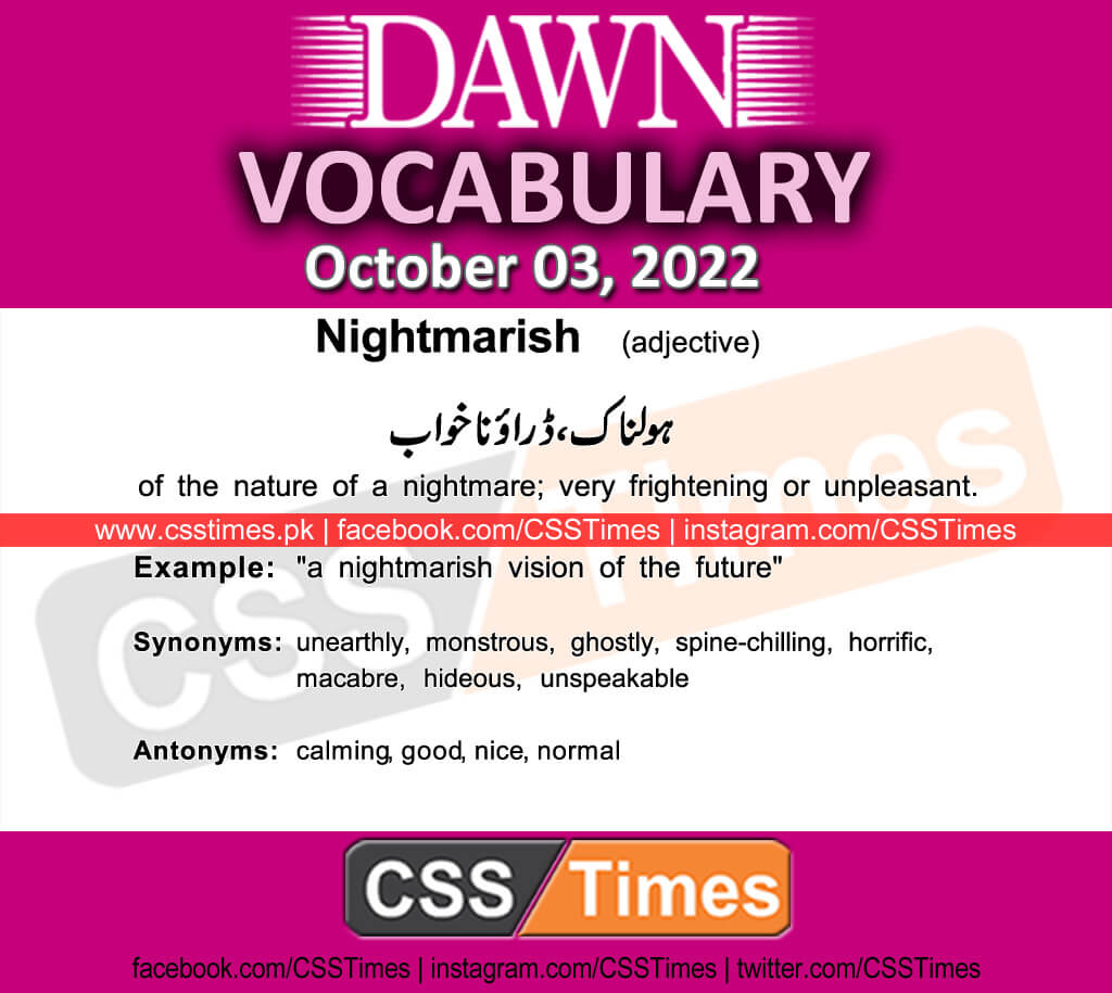 Daily DAWN News Vocabulary with Urdu Meaning (03 October 2022)