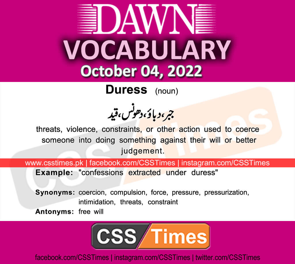 Daily DAWN News Vocabulary with Urdu Meaning (04 October 2022)