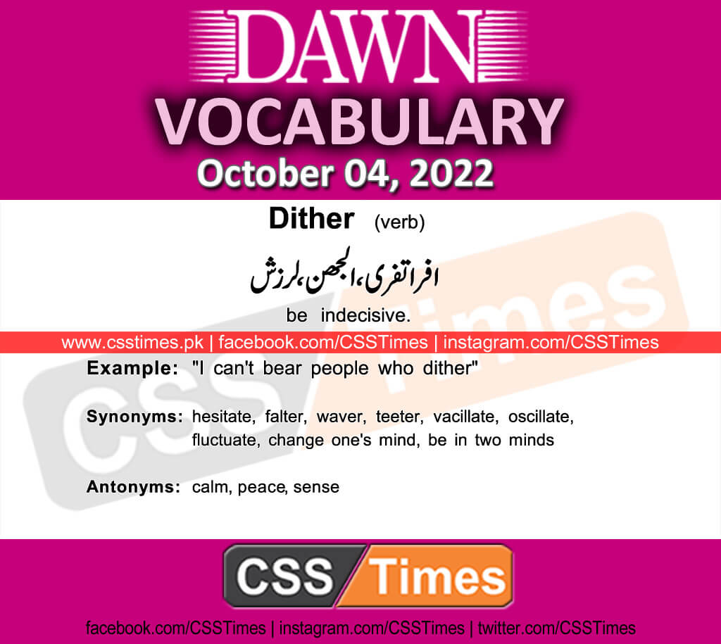 Daily DAWN News Vocabulary with Urdu Meaning (04 October 2022)