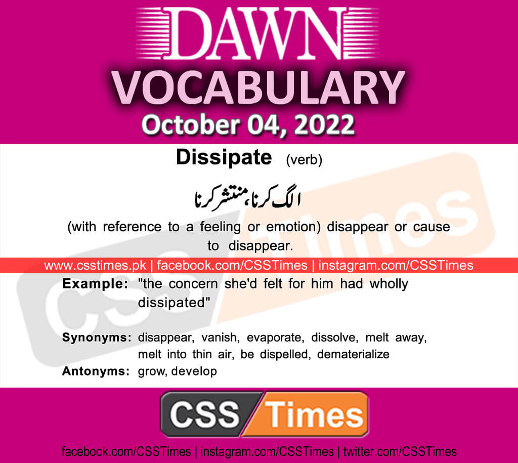 Daily DAWN News Vocabulary with Urdu Meaning (04 October 2022)