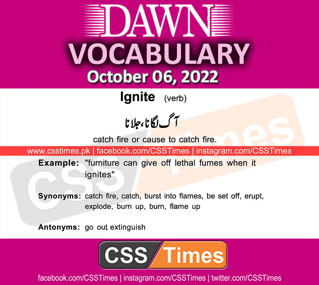 Daily DAWN News Vocabulary with Urdu Meaning (06 October 2022)