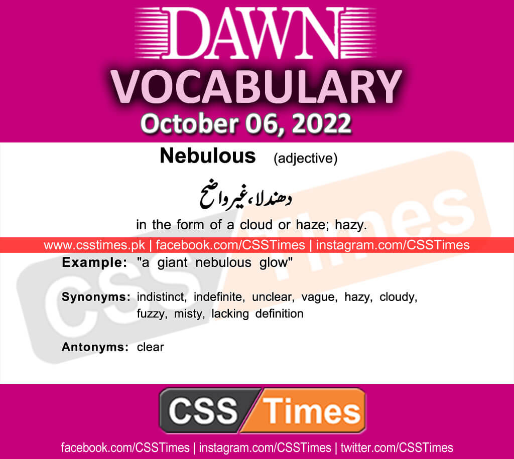 Daily DAWN News Vocabulary with Urdu Meaning (06 October 2022)