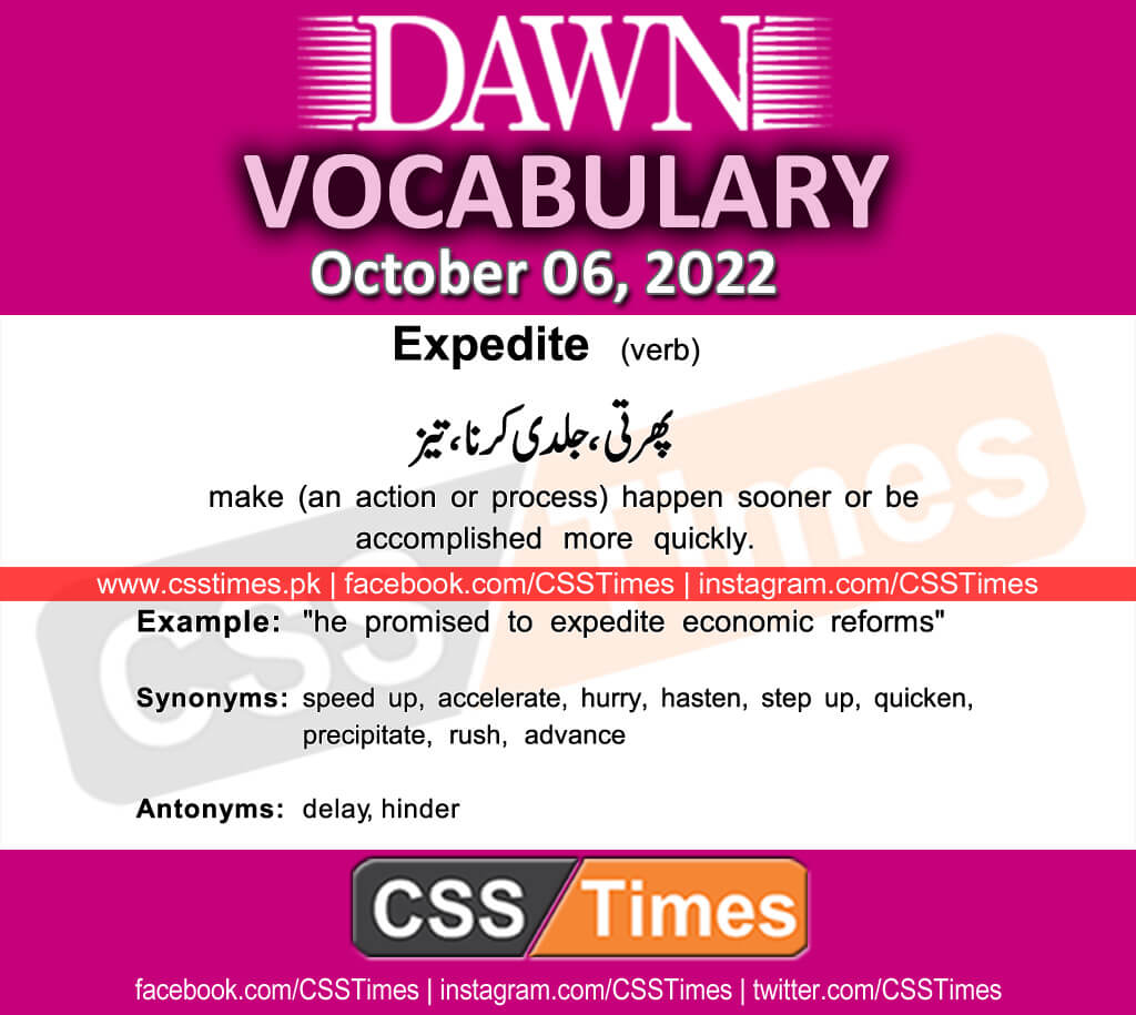 Daily DAWN News Vocabulary with Urdu Meaning (06 October 2022)