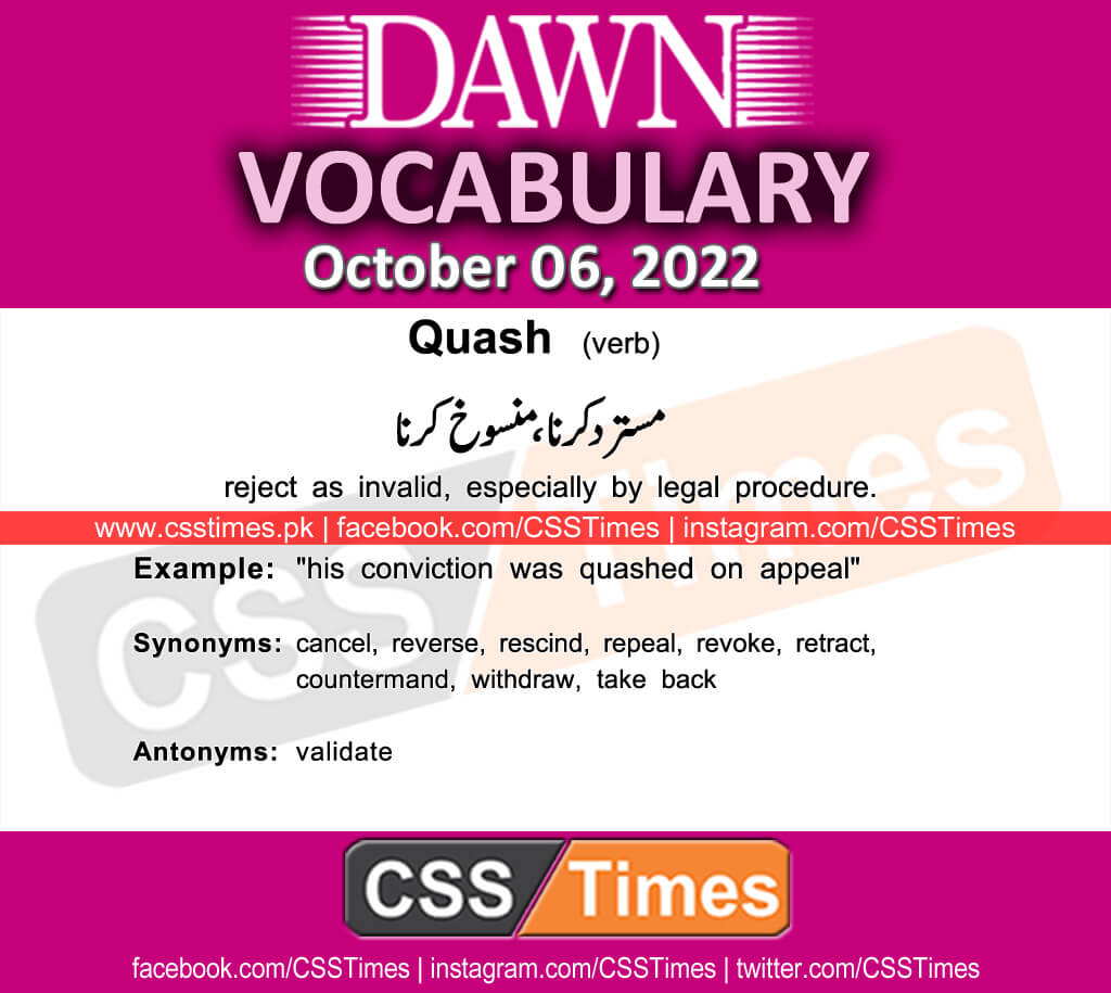 Daily DAWN News Vocabulary with Urdu Meaning (06 October 2022)