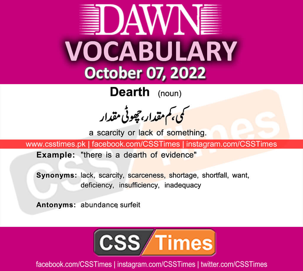 Daily DAWN News Vocabulary with Urdu Meaning (07 October 2022)