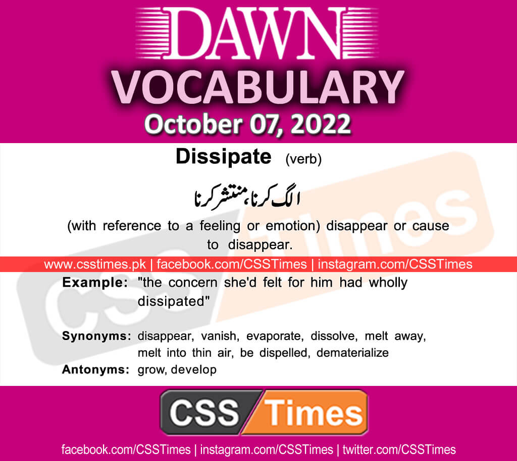 Daily DAWN News Vocabulary with Urdu Meaning (07 October 2022)