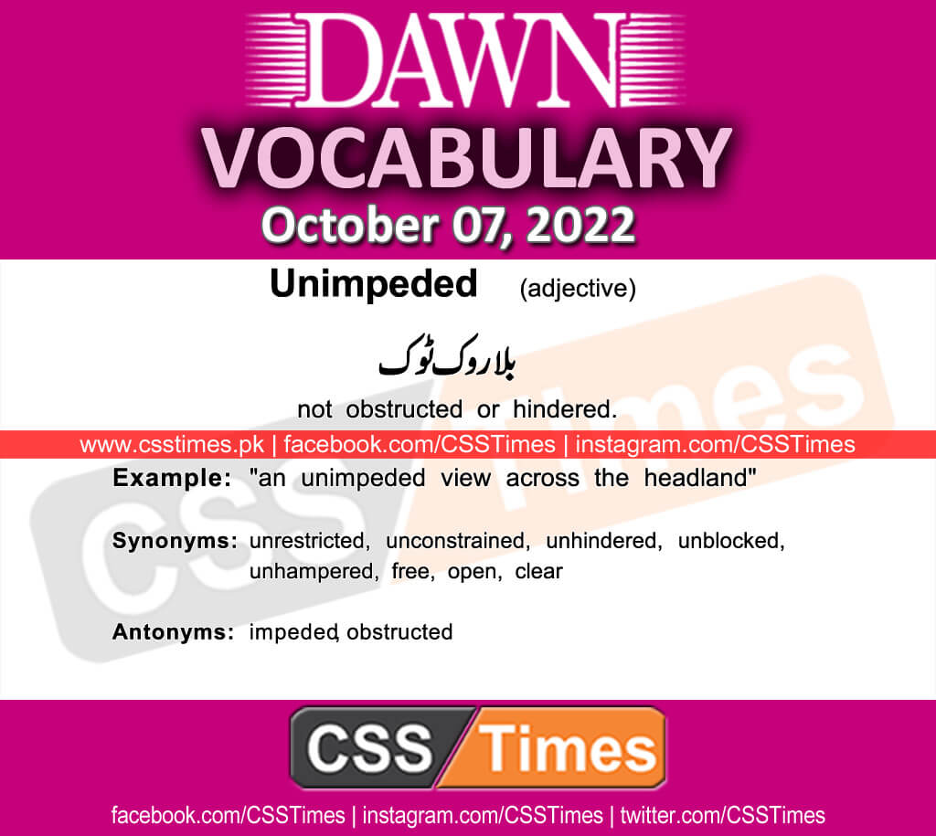 Daily DAWN News Vocabulary with Urdu Meaning (07 October 2022)