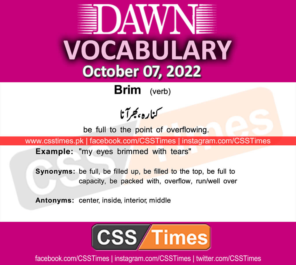 Daily DAWN News Vocabulary with Urdu Meaning (07 October 2022)