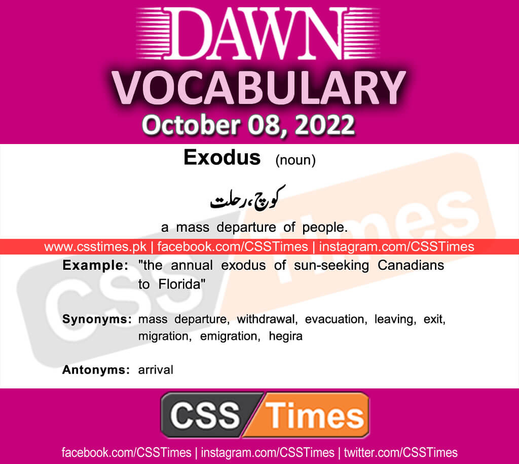 Daily DAWN News Vocabulary with Urdu Meaning (08 October 2022)