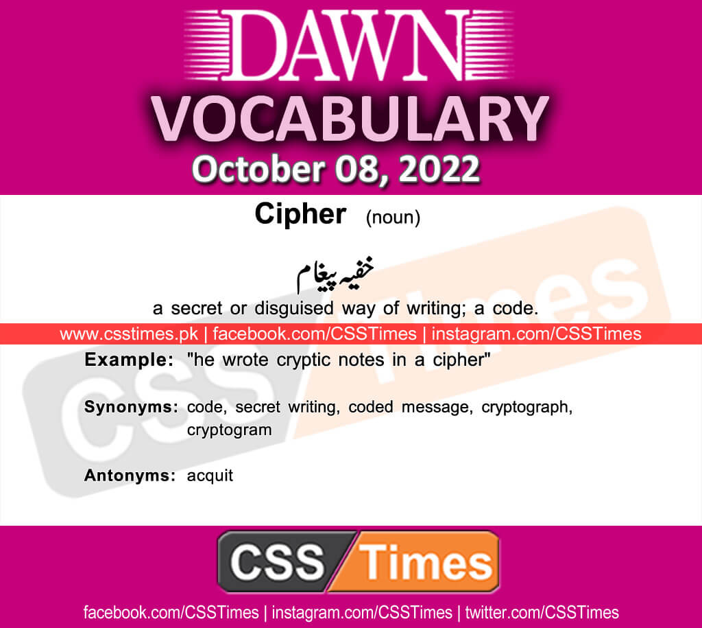 Daily DAWN News Vocabulary with Urdu Meaning (08 October 2022)