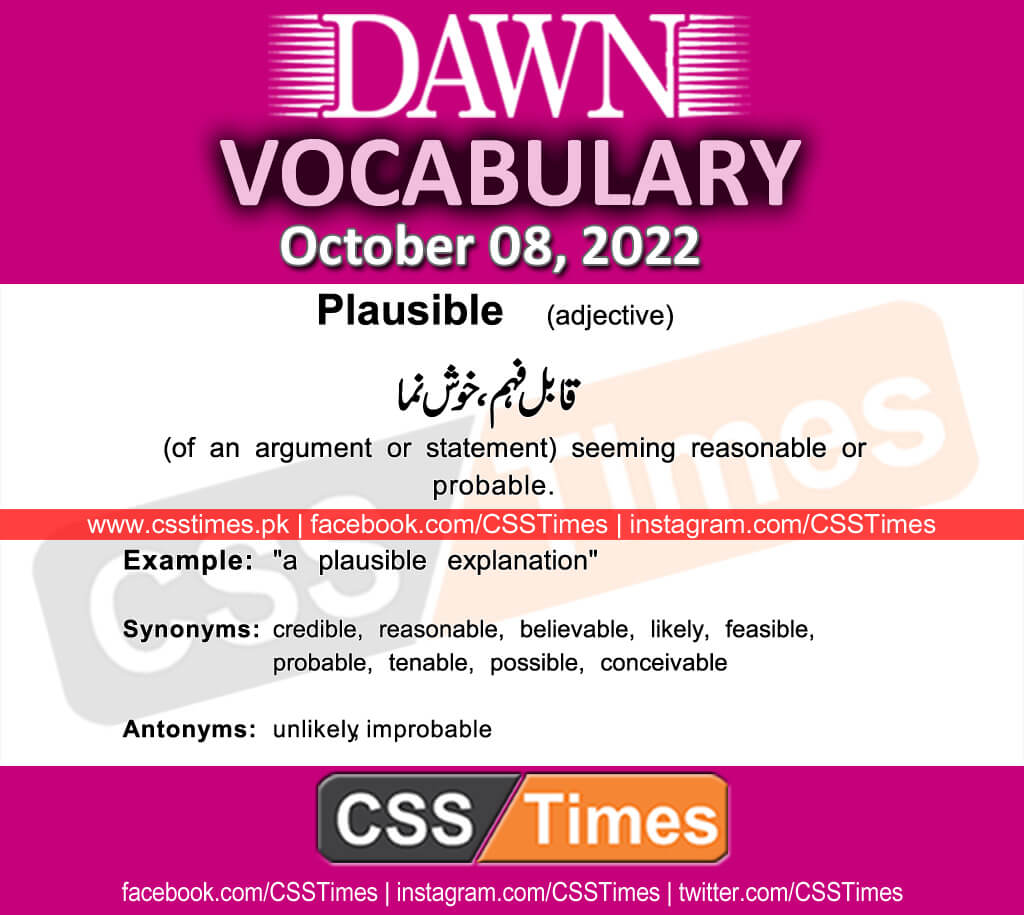 Daily DAWN News Vocabulary with Urdu Meaning (08 October 2022)