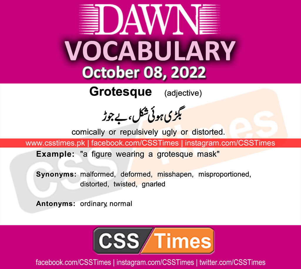 Daily DAWN News Vocabulary with Urdu Meaning (08 October 2022)