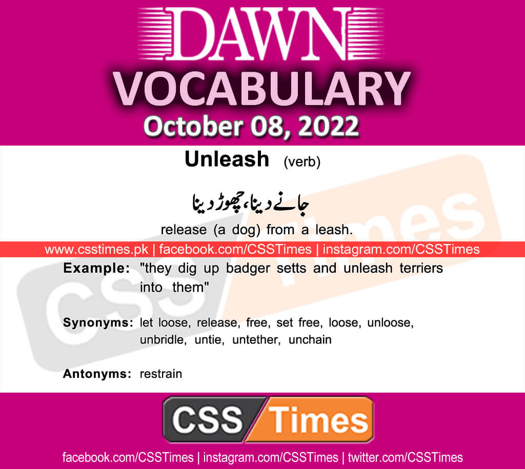 Daily DAWN News Vocabulary with Urdu Meaning (08 October 2022)