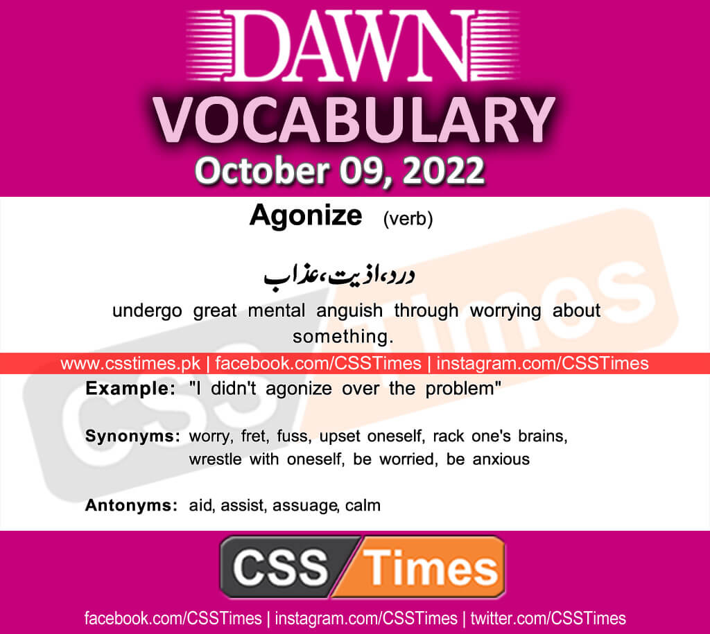 Daily DAWN News Vocabulary with Urdu Meaning (09 October 2022)