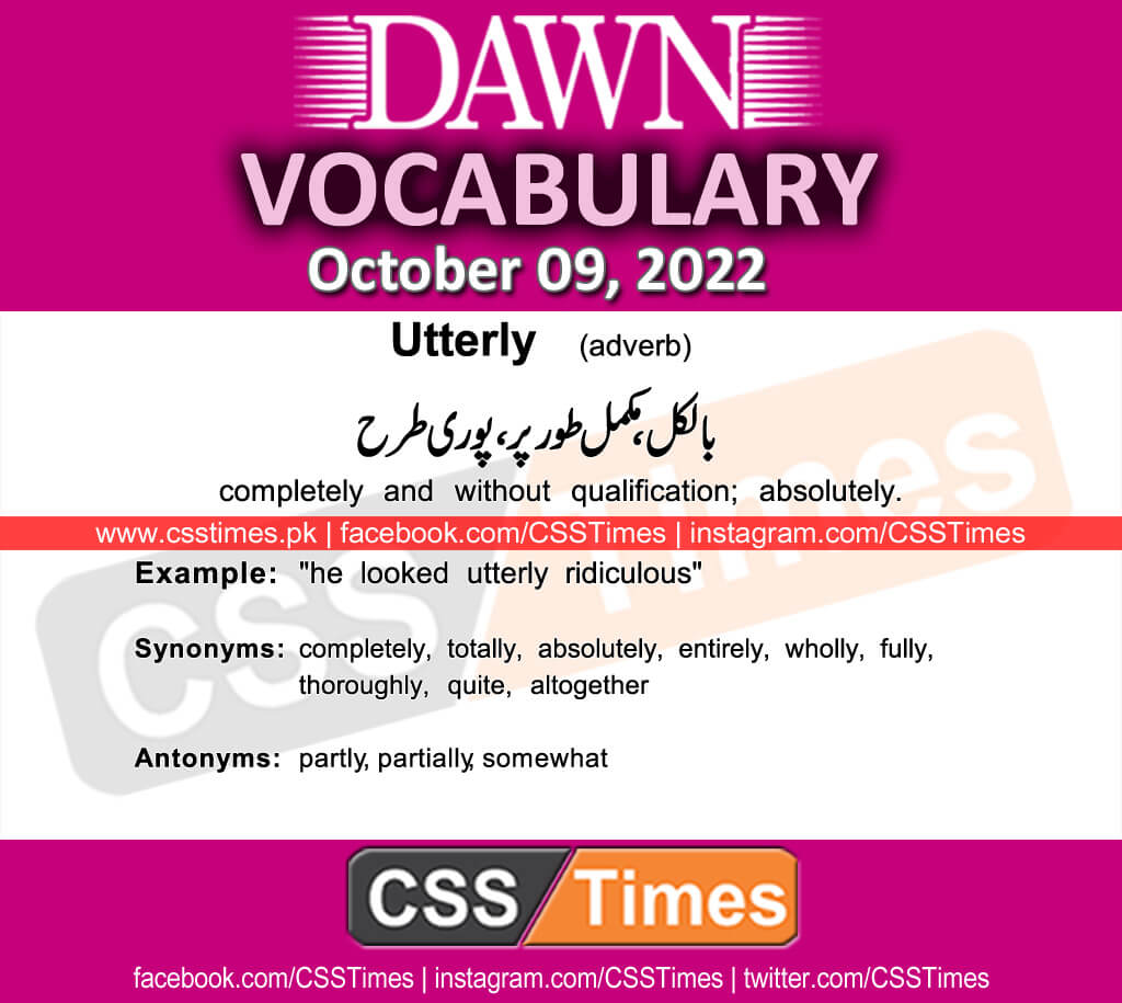 Daily DAWN News Vocabulary with Urdu Meaning (09 October 2022)