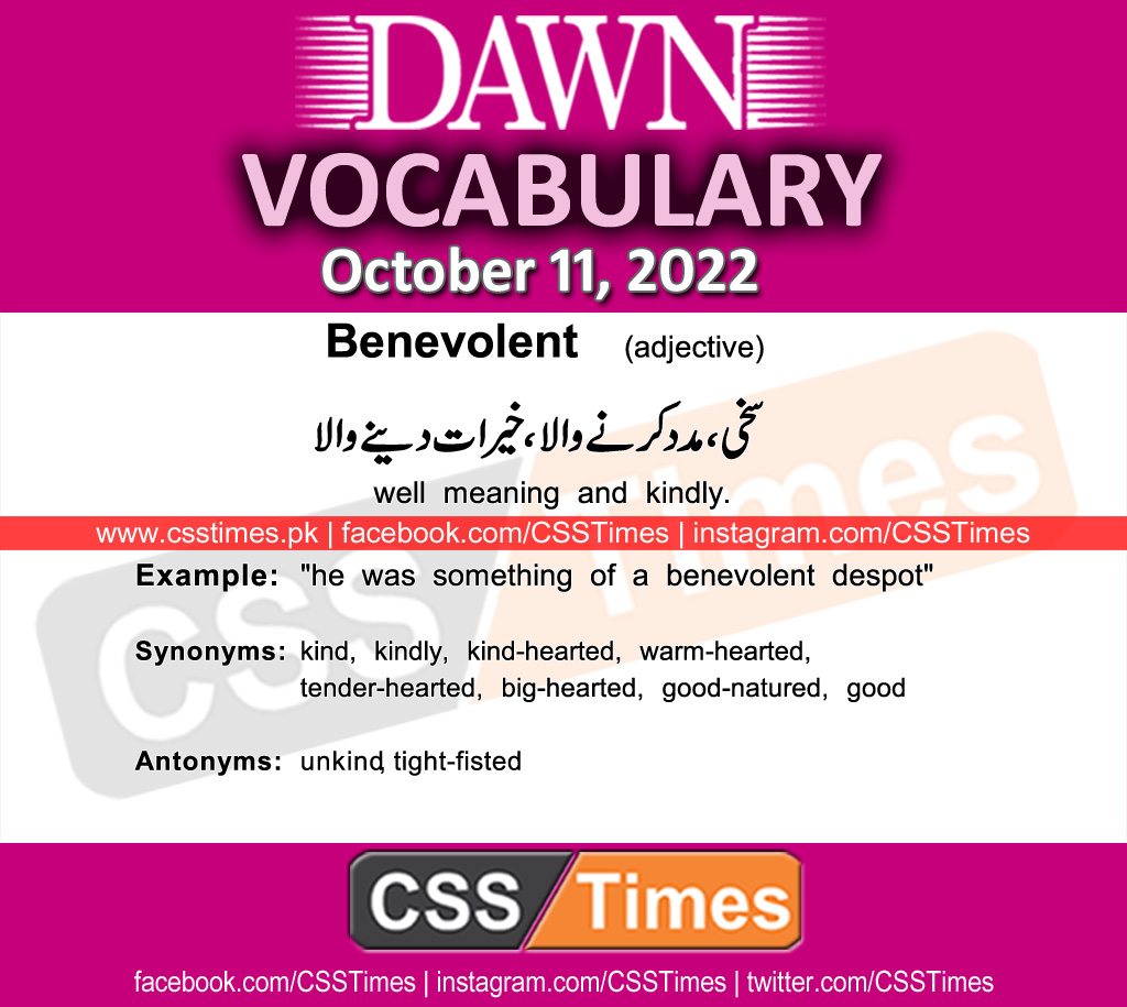 Daily DAWN News Vocabulary with Urdu Meaning (11 October 2022)