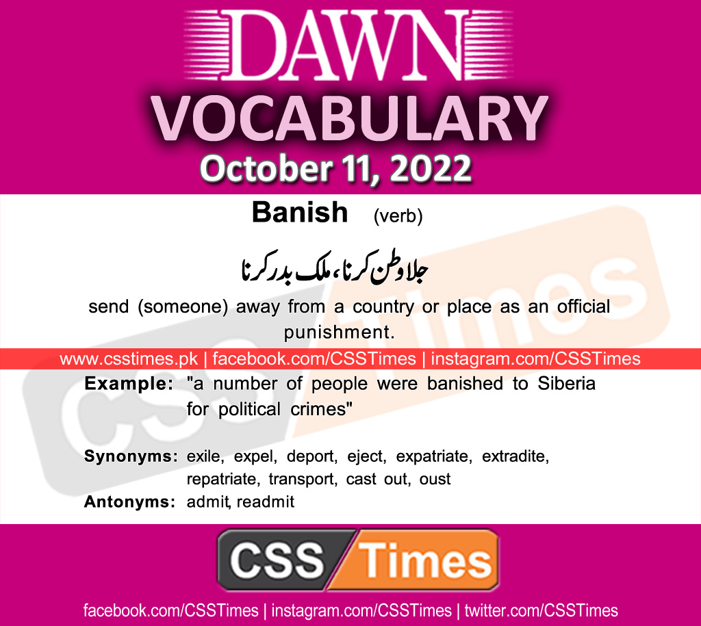 Daily DAWN News Vocabulary with Urdu Meaning (11 October 2022)