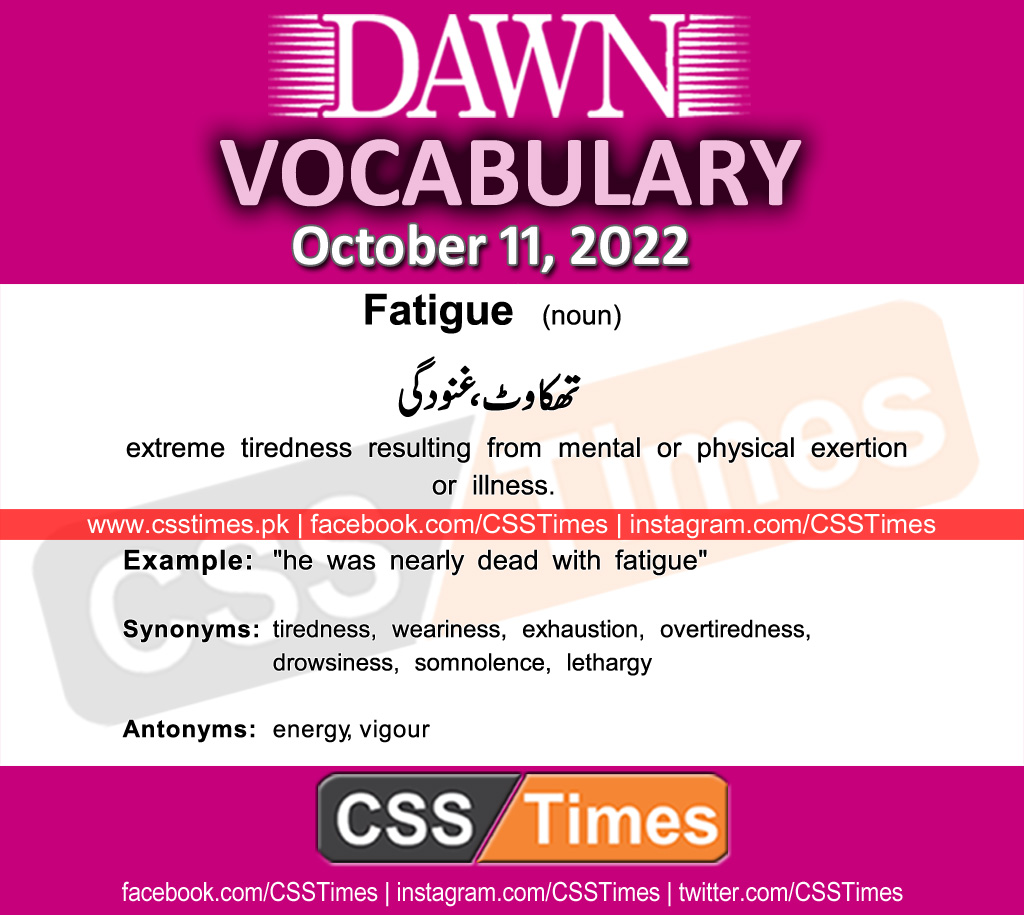Daily DAWN News Vocabulary with Urdu Meaning (11 October 2022)