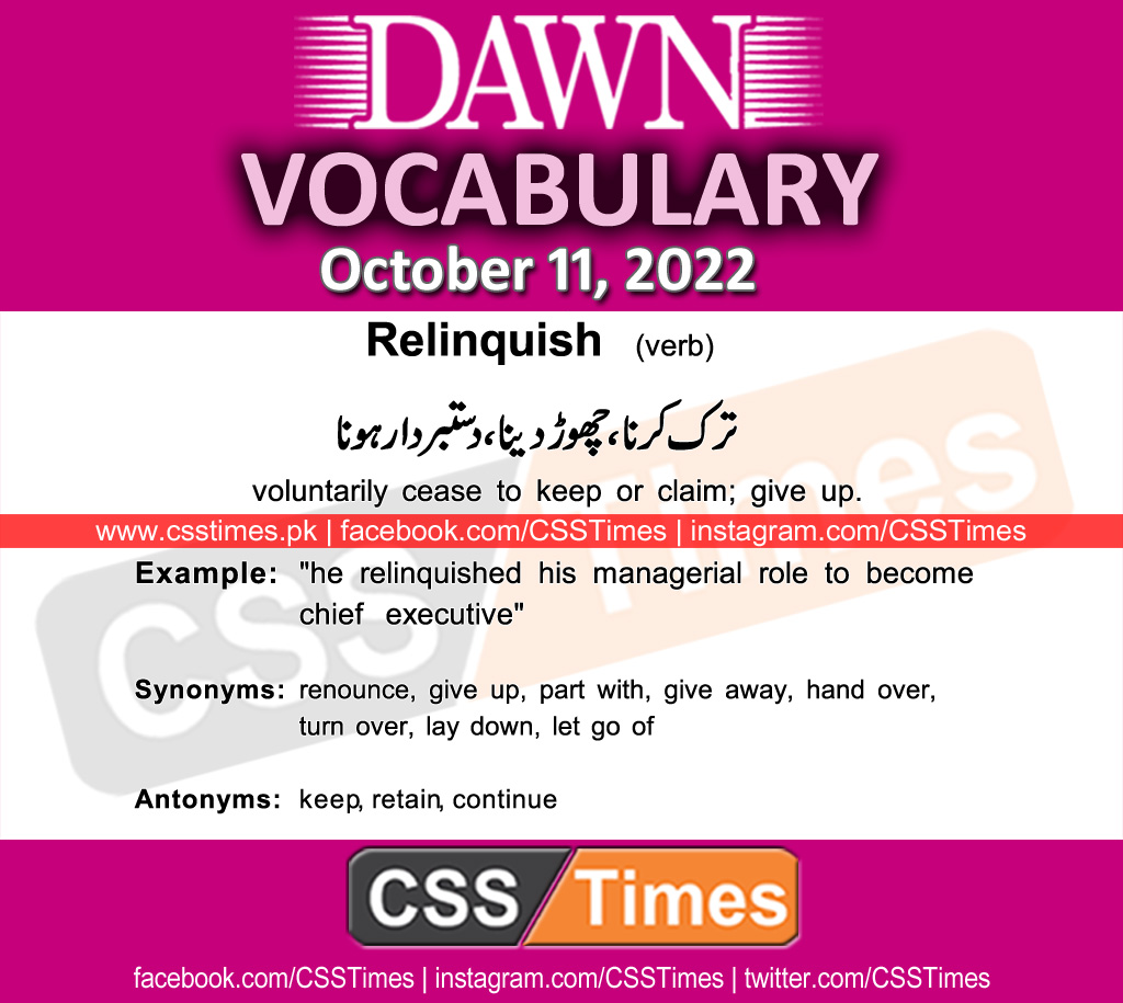 Daily DAWN News Vocabulary with Urdu Meaning (11 October 2022)