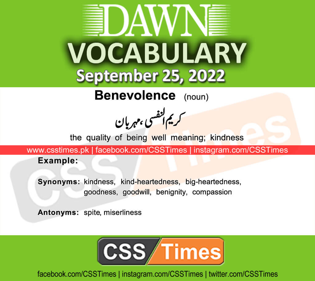 Daily DAWN News Vocabulary with Urdu Meaning (25 September 2022)