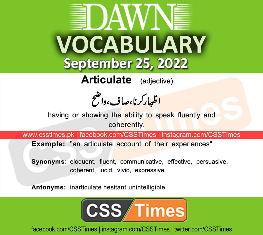 Daily DAWN News Vocabulary with Urdu Meaning (25 September 2022)