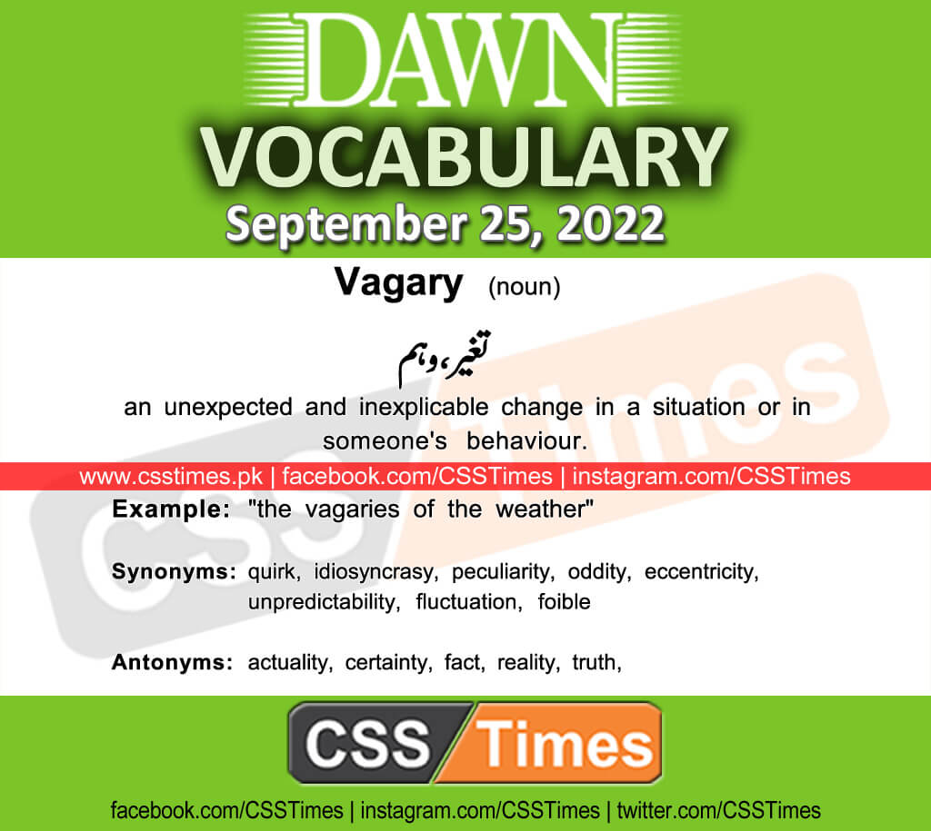 Daily DAWN News Vocabulary with Urdu Meaning (25 September 2022)