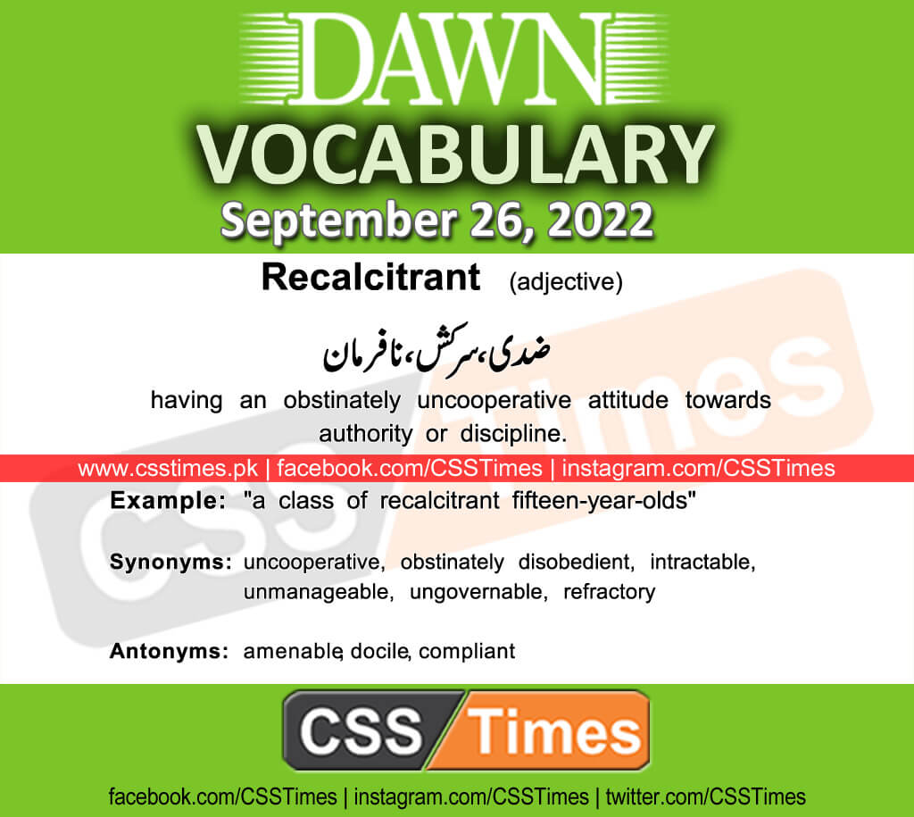 Daily DAWN News Vocabulary with Urdu Meaning (26 September 2022)