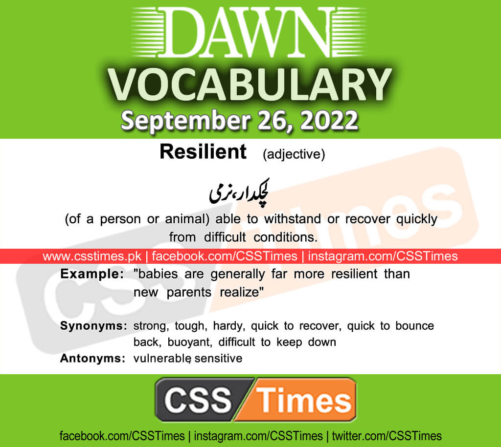 Daily DAWN News Vocabulary with Urdu Meaning (26 September 2022)