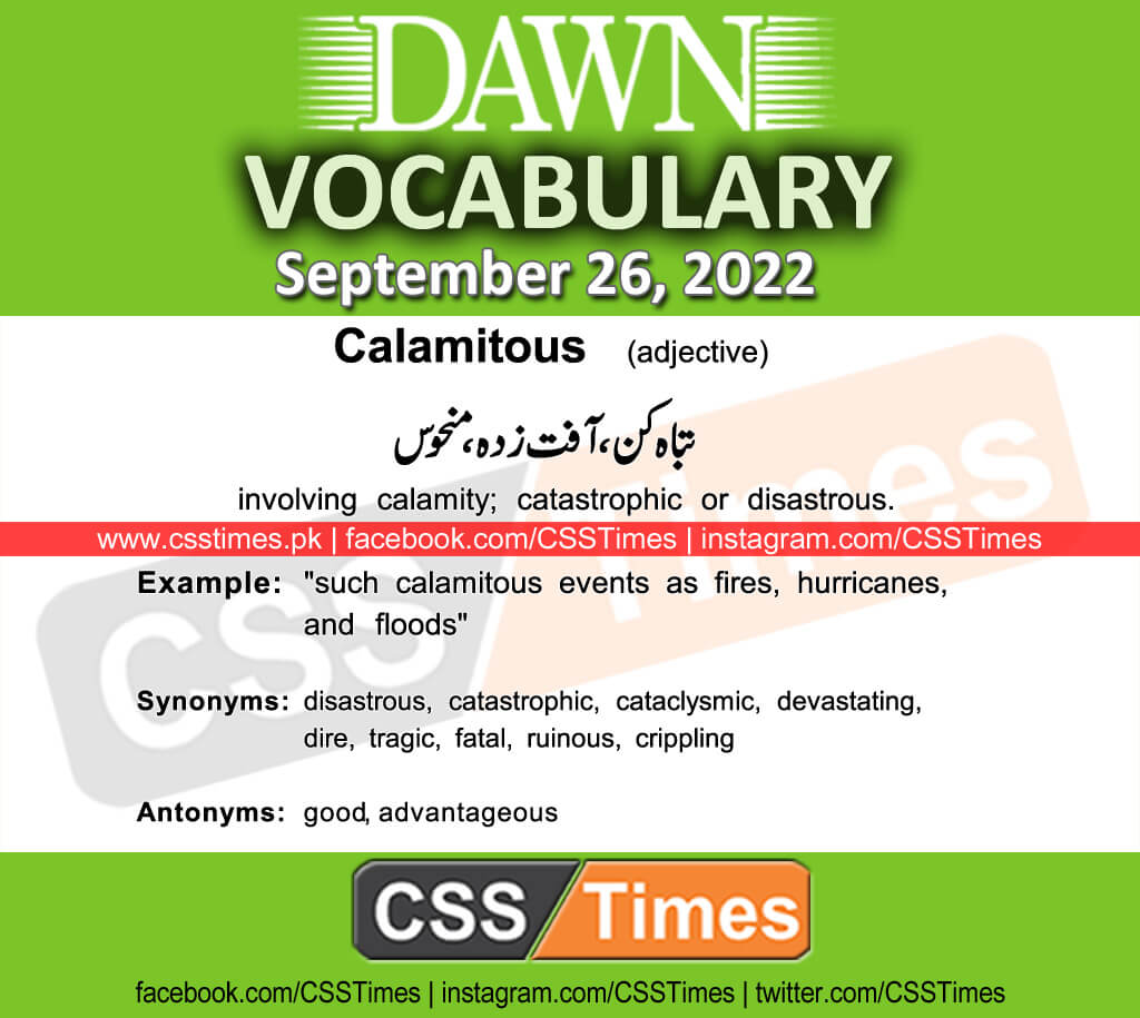 Daily DAWN News Vocabulary with Urdu Meaning (26 September 2022)