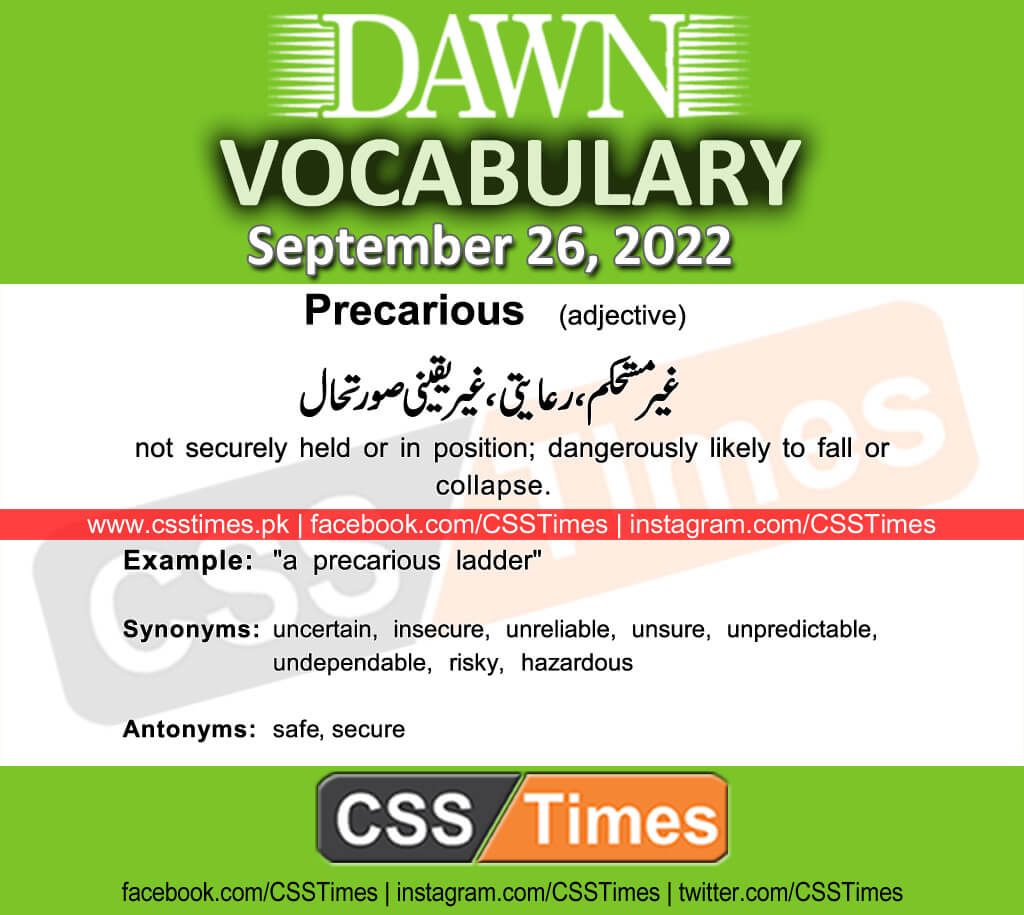 Daily DAWN News Vocabulary with Urdu Meaning (26 September 2022)