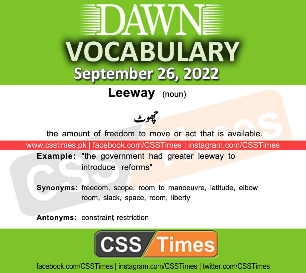 Daily DAWN News Vocabulary with Urdu Meaning (26 September 2022)