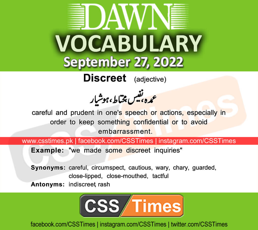 Daily DAWN News Vocabulary with Urdu Meaning (27 September 2022)