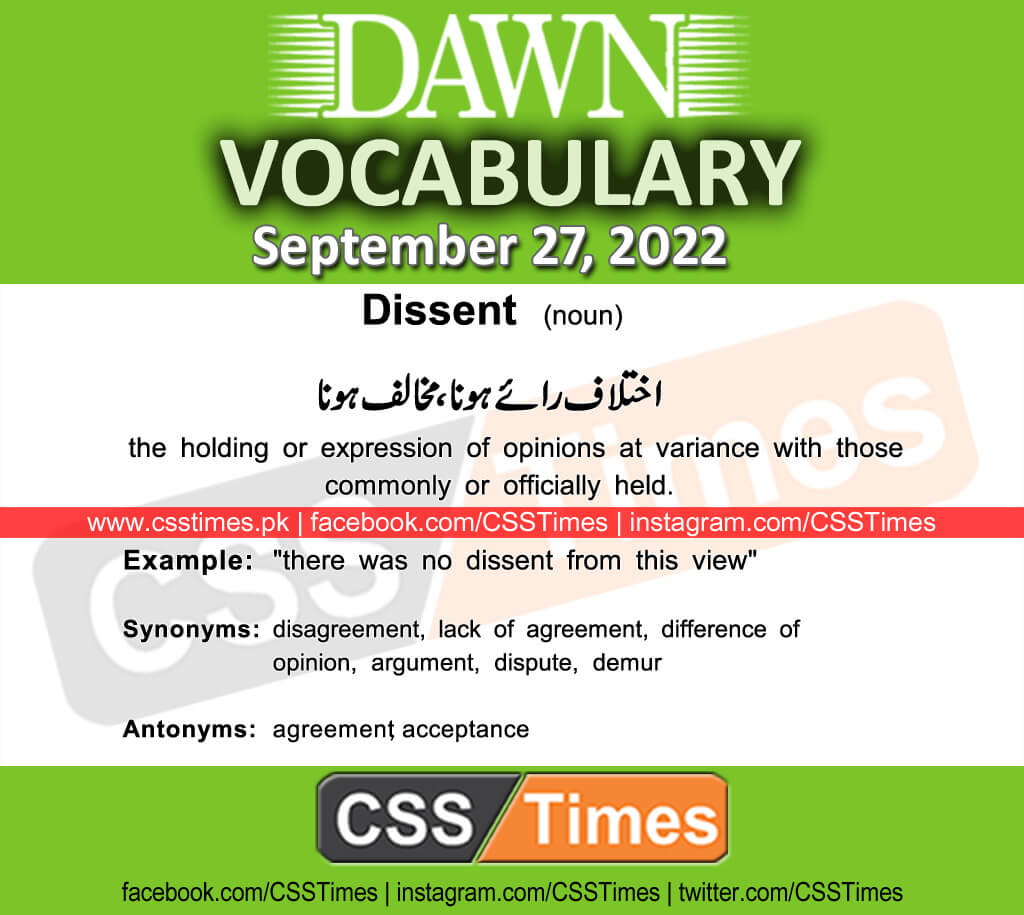 Daily DAWN News Vocabulary with Urdu Meaning (27 September 2022)