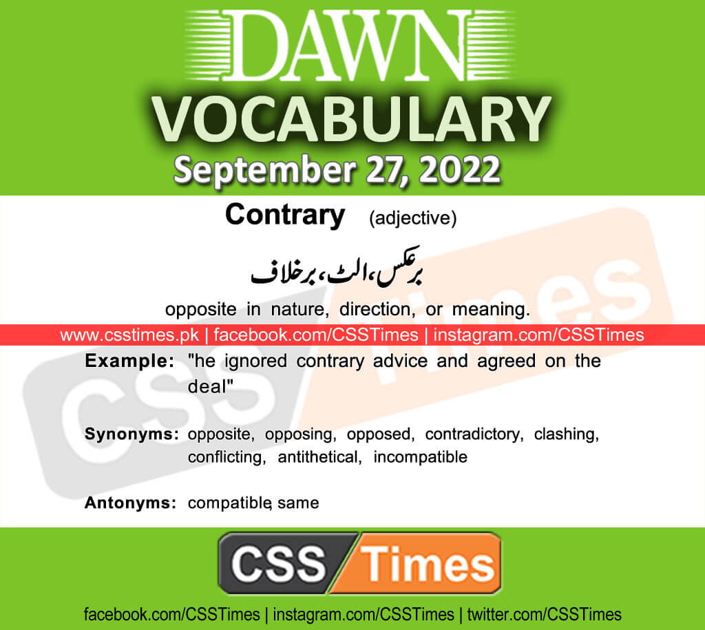 Daily DAWN News Vocabulary with Urdu Meaning (27 September 2022)