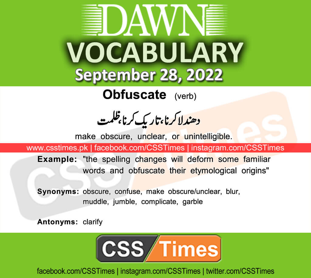 Daily DAWN News Vocabulary with Urdu Meaning (28 September 2022)