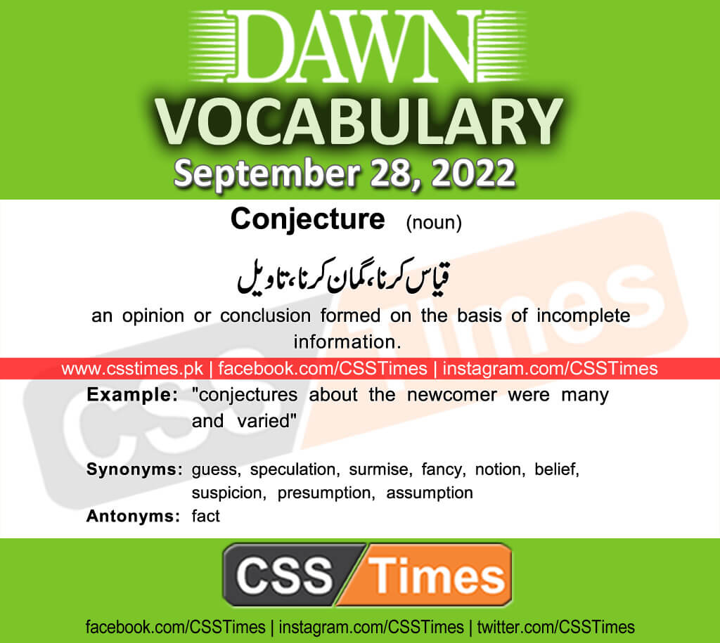 Daily DAWN News Vocabulary with Urdu Meaning (28 September 2022)