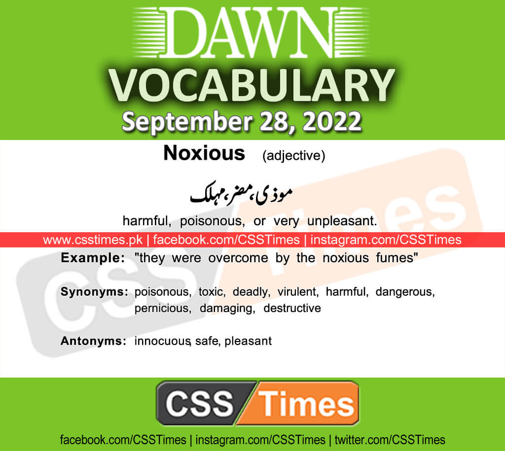 Daily DAWN News Vocabulary with Urdu Meaning (28 September 2022)