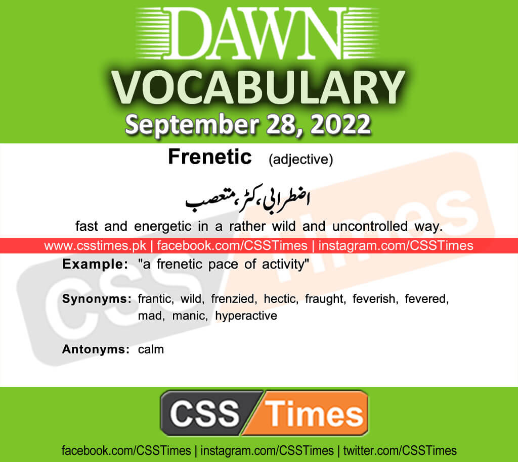 Daily DAWN News Vocabulary with Urdu Meaning (28 September 2022)