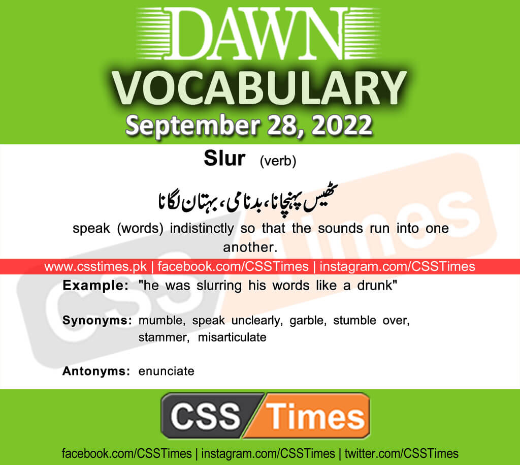 Daily DAWN News Vocabulary with Urdu Meaning (28 September 2022)