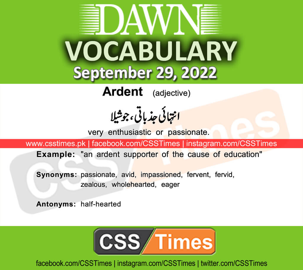 Daily DAWN News Vocabulary with Urdu Meaning (29 September 2022)