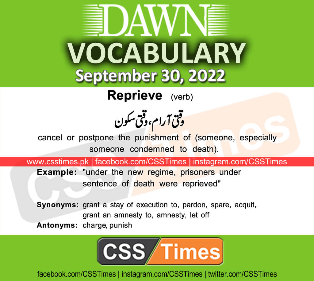 Daily DAWN News Vocabulary with Urdu Meaning (30 September 2022)