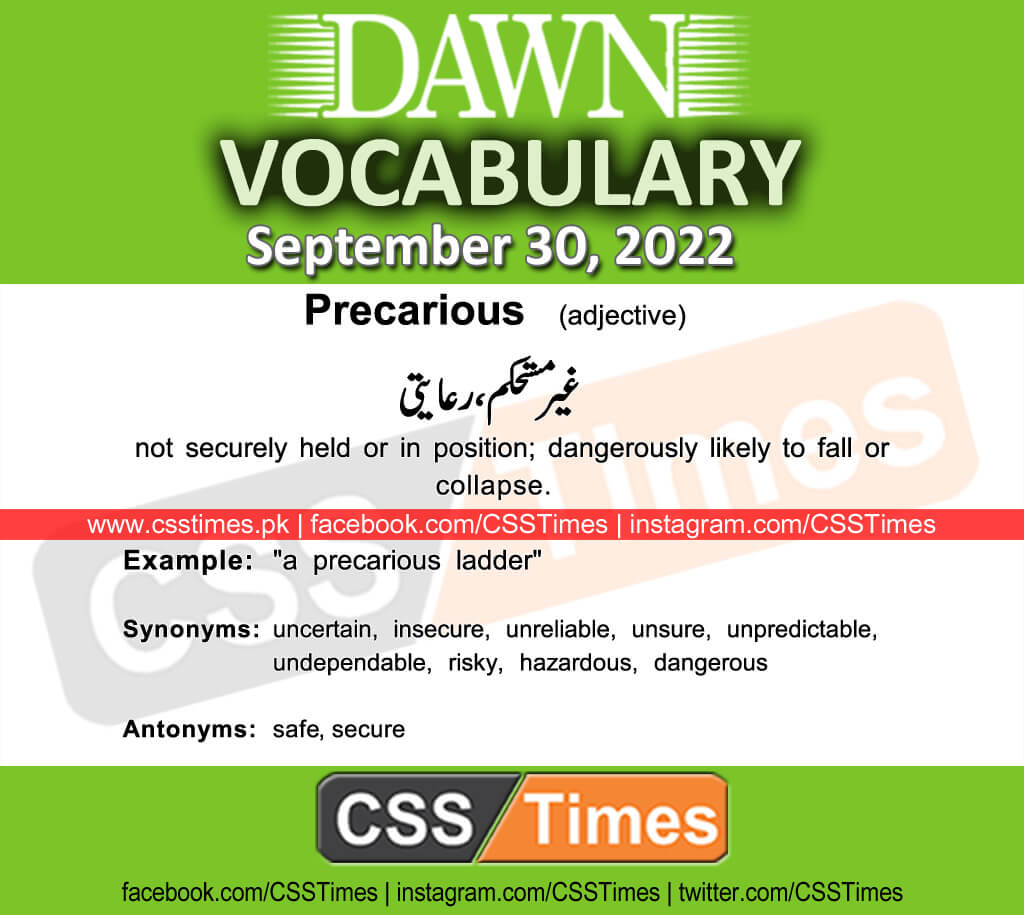 Daily DAWN News Vocabulary with Urdu Meaning (30 September 2022)