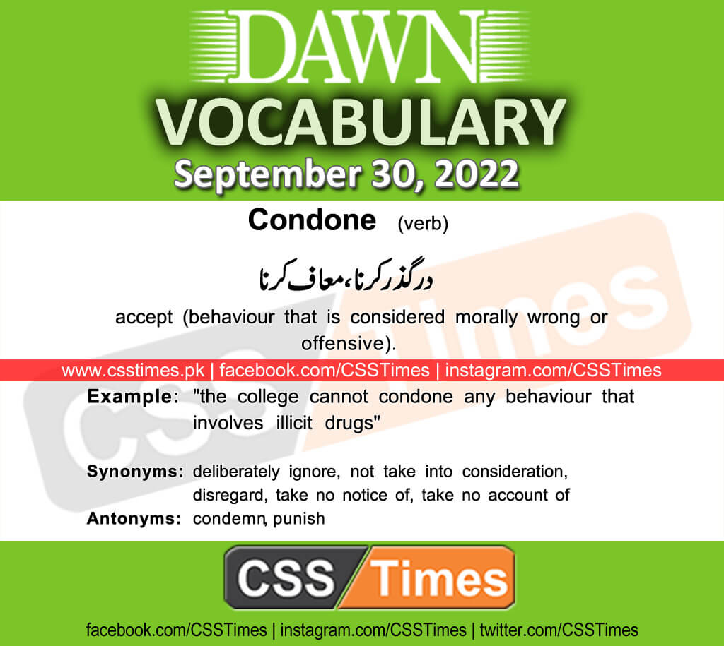 Daily DAWN News Vocabulary with Urdu Meaning (30 September 2022)